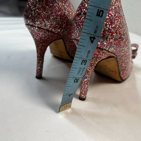 Kate Spade Krysta Bow Glitter Pumps Sparkle Heels Multicolor 8.5 - Picture 4 of 13